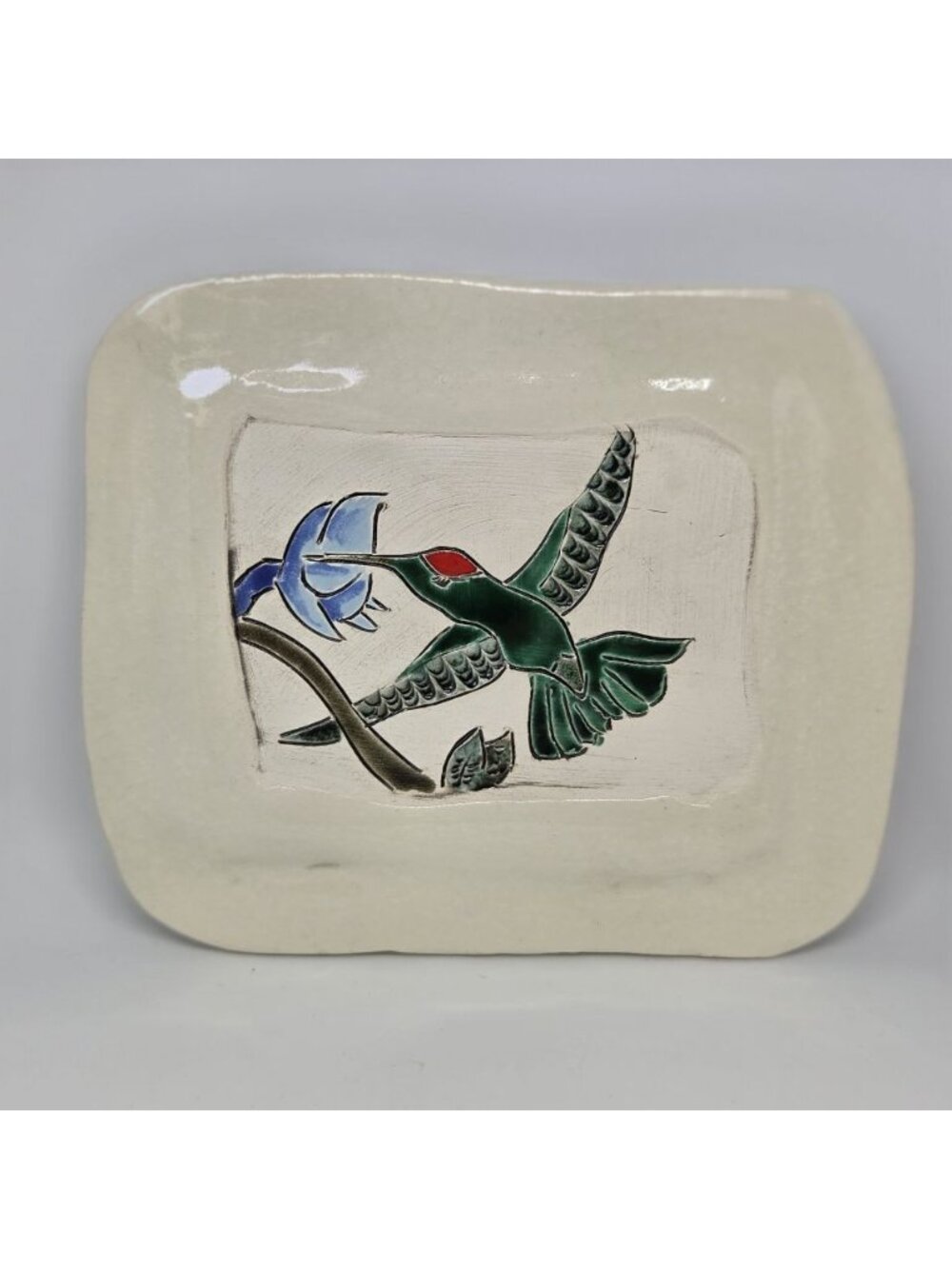 Handcrafted Ceramic Hummingbird Trinket Dish Art Pottery Decor Plate